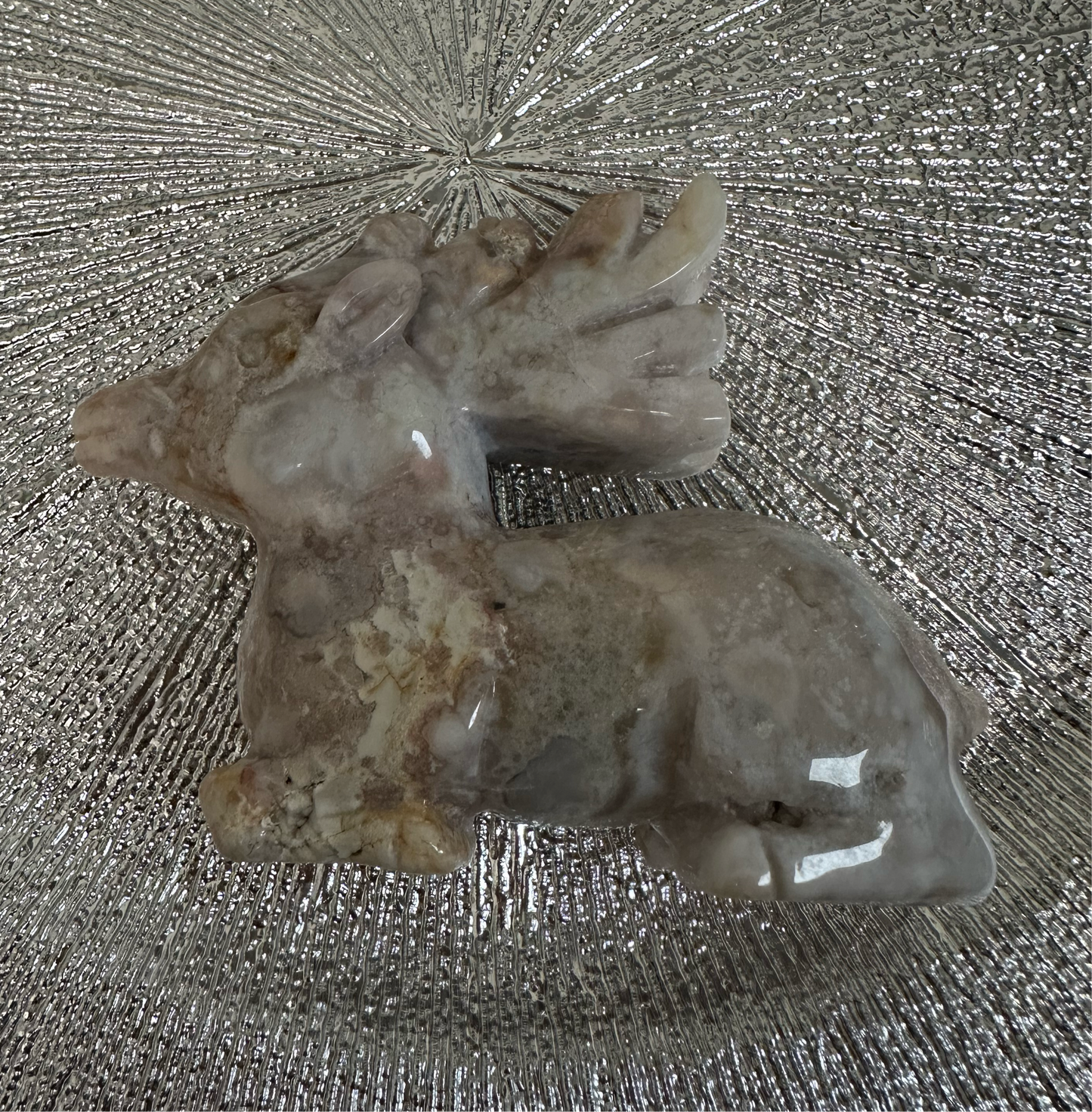 Pink Flower Agate Deer