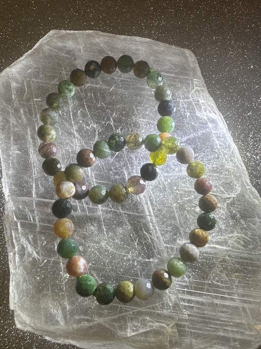 Colorful moss agate Faceted Bracelet