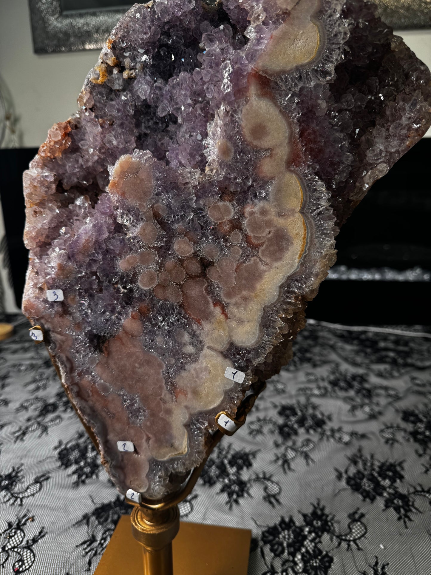 XXL Pink Amethyst on Rotating Stand