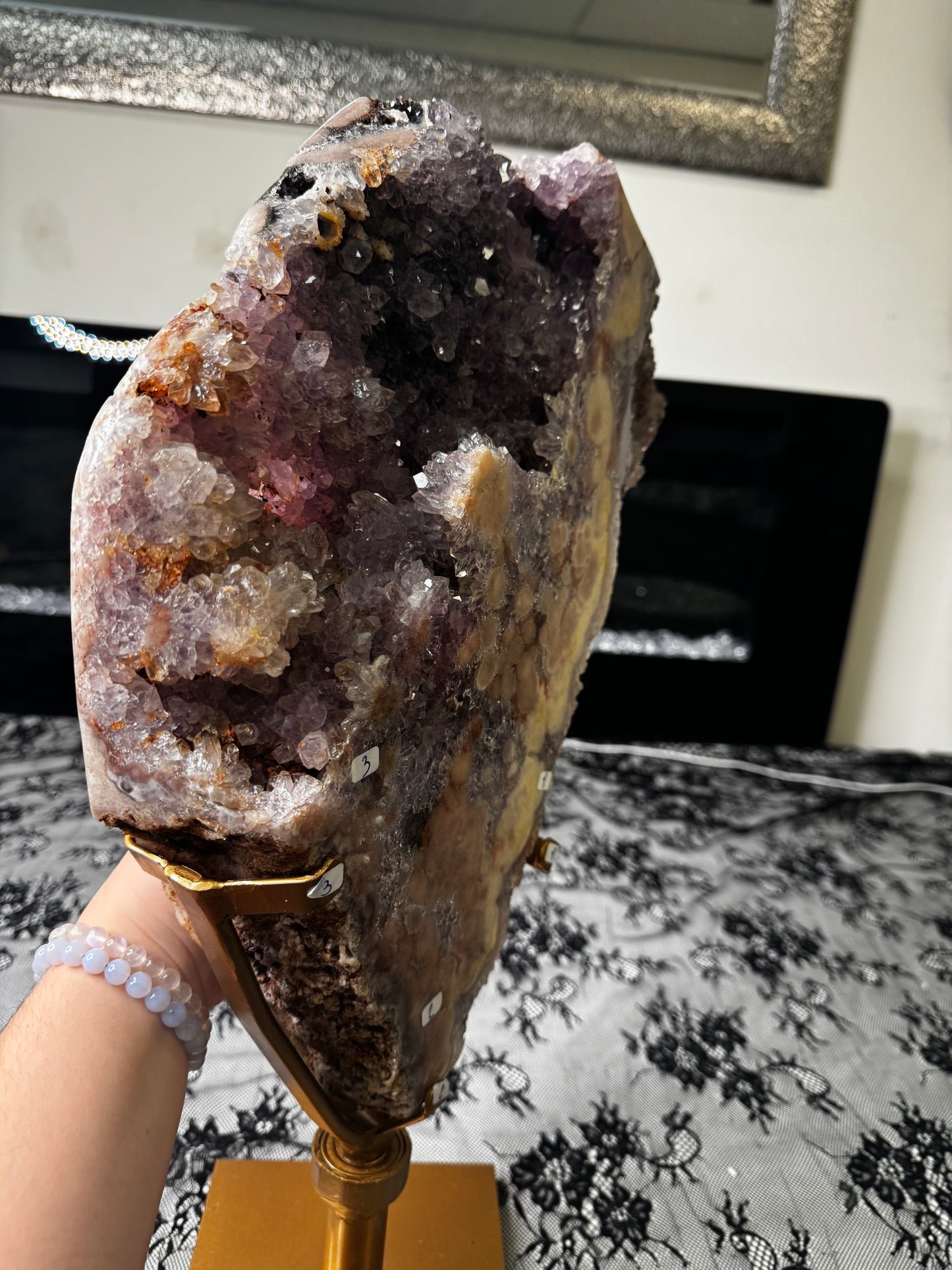 XXL Pink Amethyst on Rotating Stand