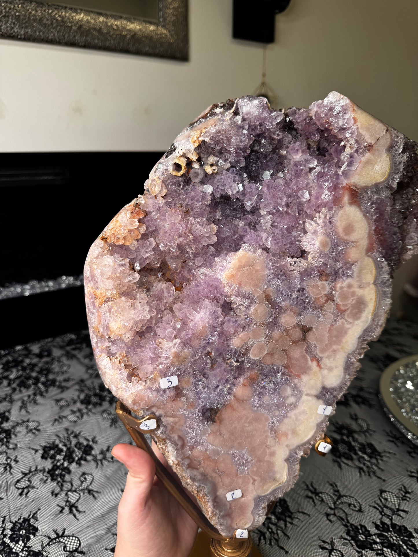 XXL Pink Amethyst on Rotating Stand