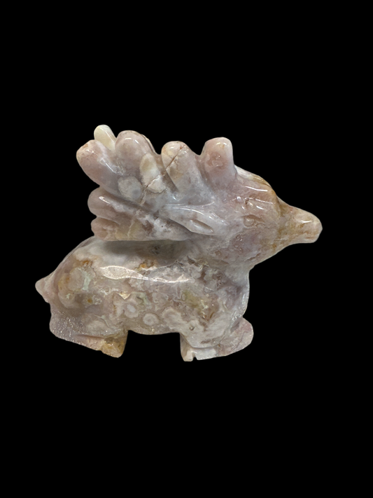Pink Flower Agate Deer