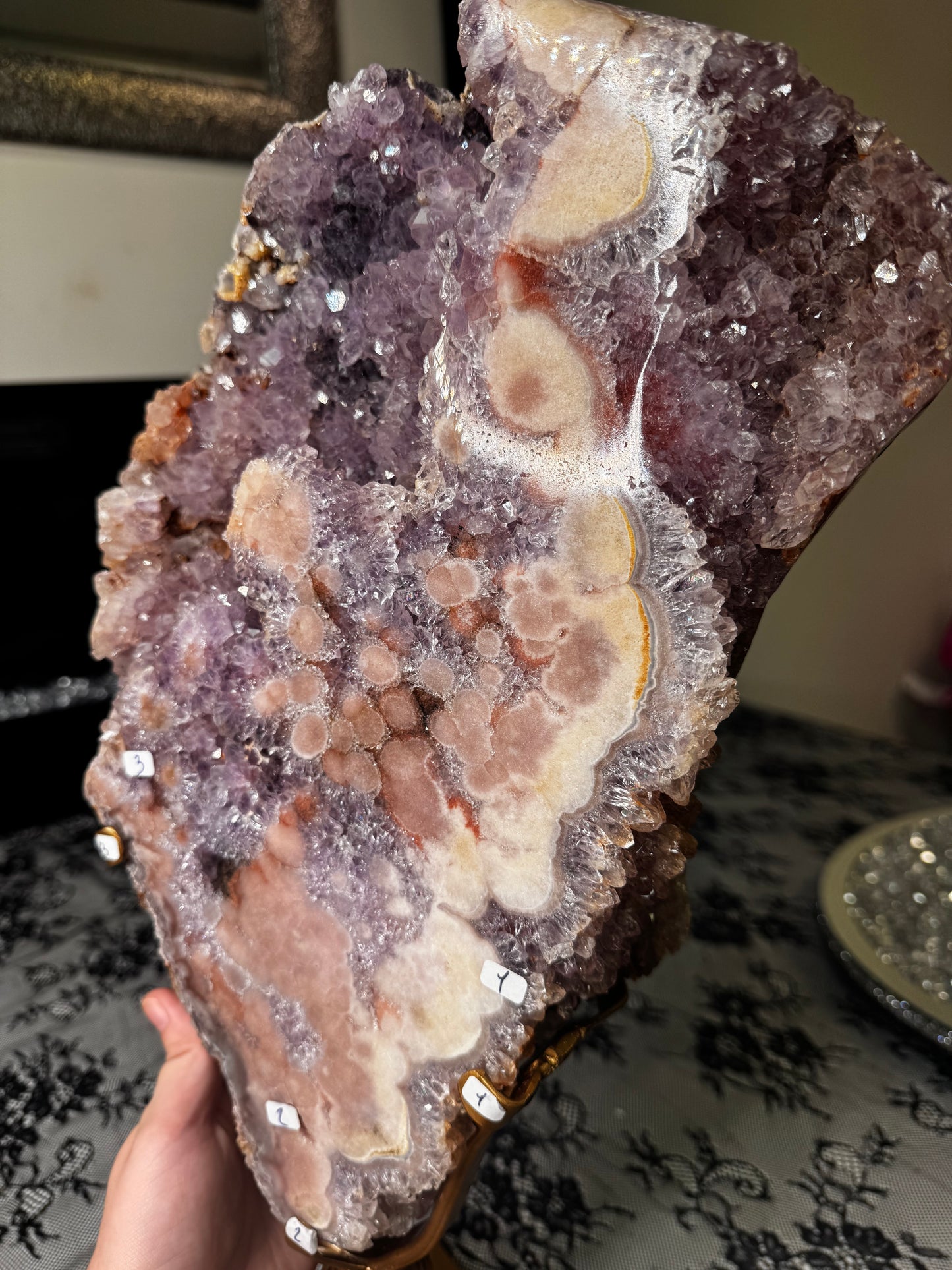 XXL Pink Amethyst on Rotating Stand