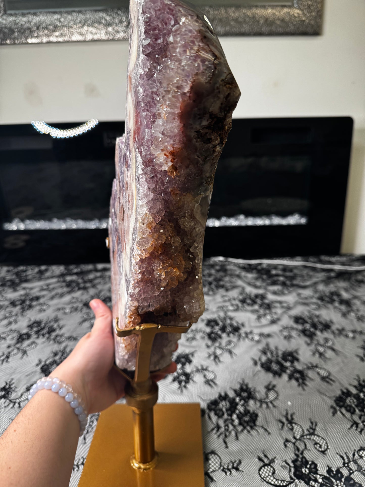 XXL Pink Amethyst on Rotating Stand