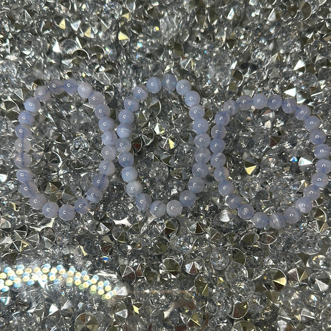 Blue Lace Beaded Bracelet-encourages calmness, communication, promotes grace & confidence.
