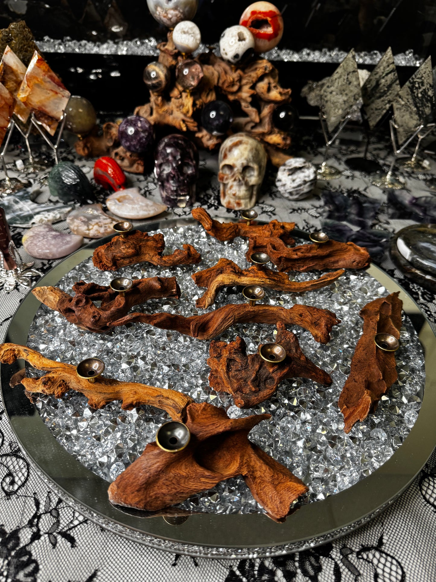 Single Drift Wood Sphere Stand