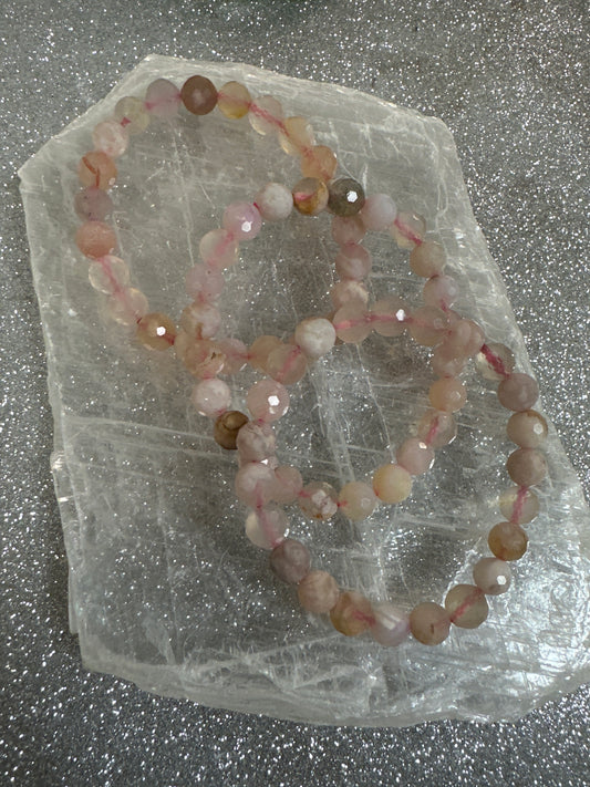 Flower Agate Faceted Bracelet