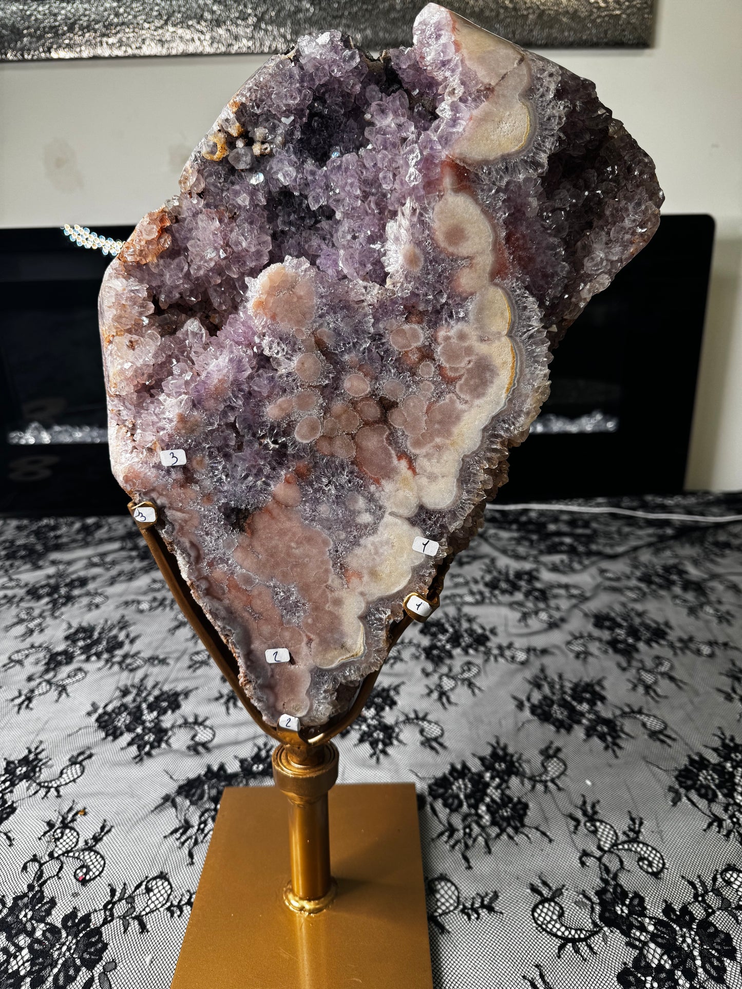 XXL Pink Amethyst on Rotating Stand