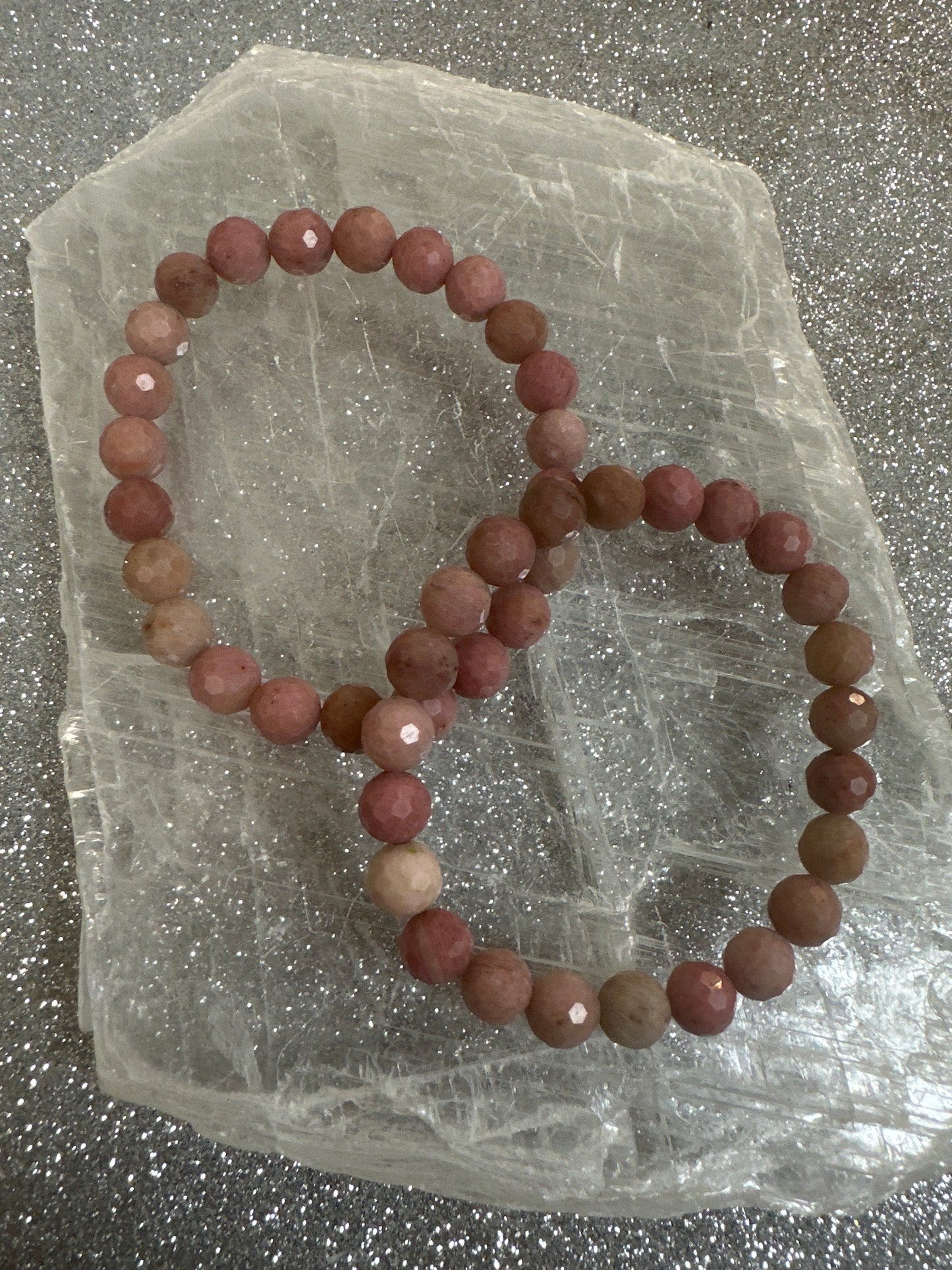 Pink, petrified, wood Faceted Bracelet