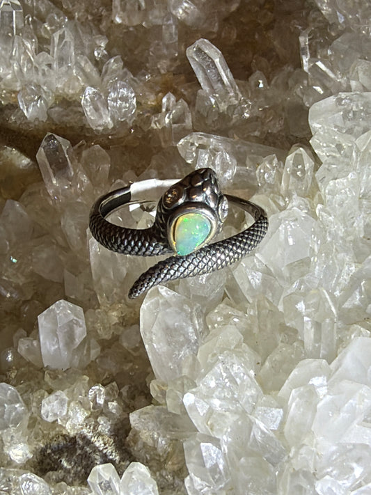 opal snake ring 925 Sterling Silver