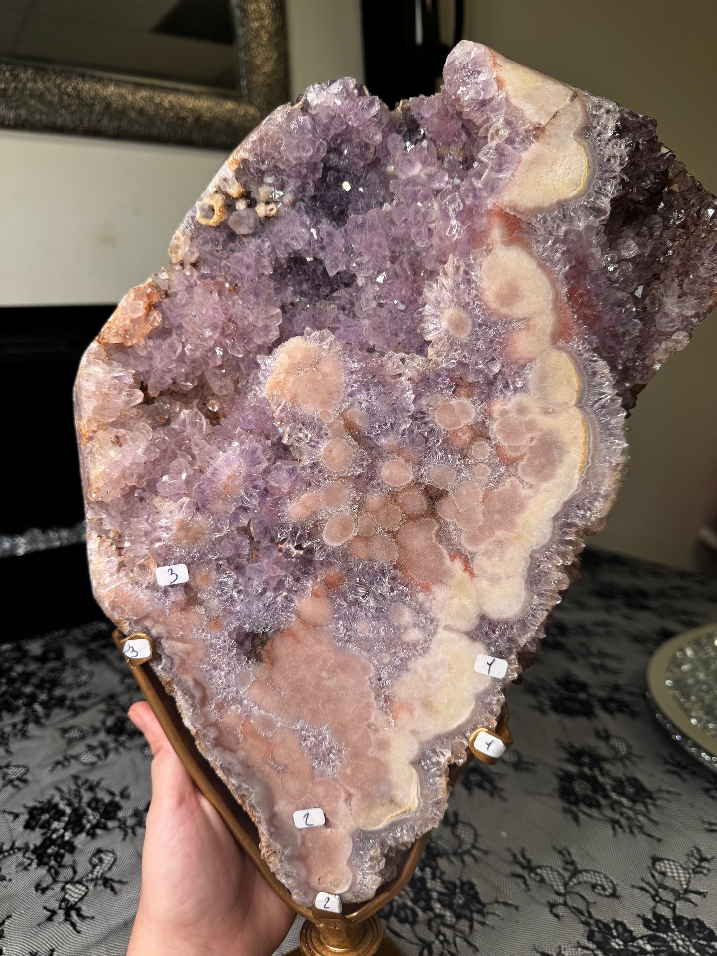XXL Pink Amethyst on Rotating Stand