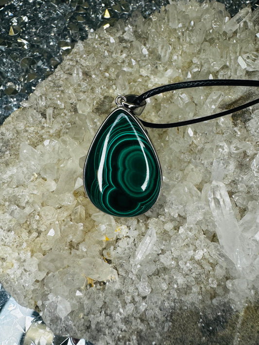 Malachite 925 sterling silver pendant