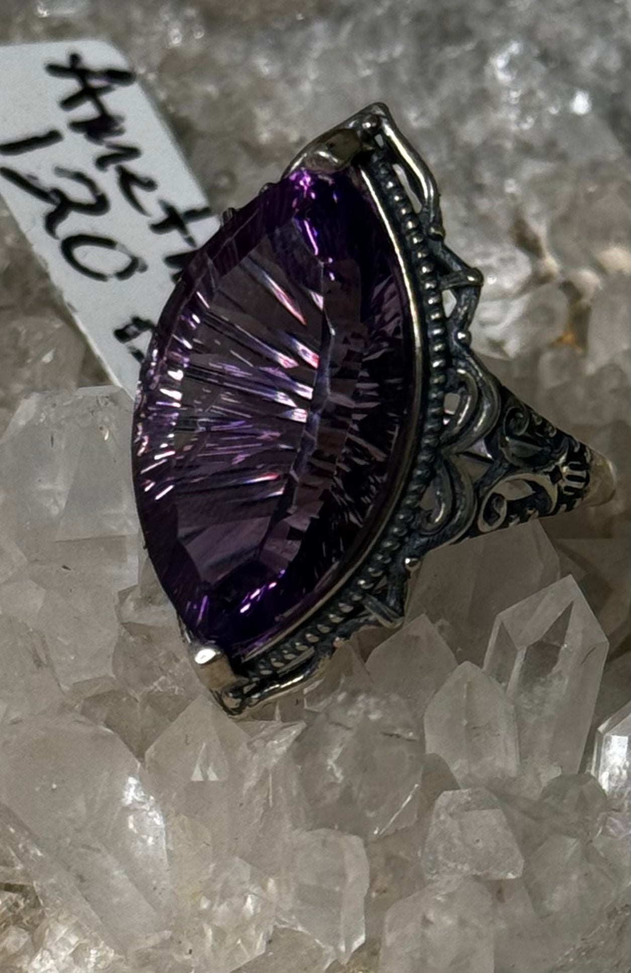 Large amethyst faceted ring