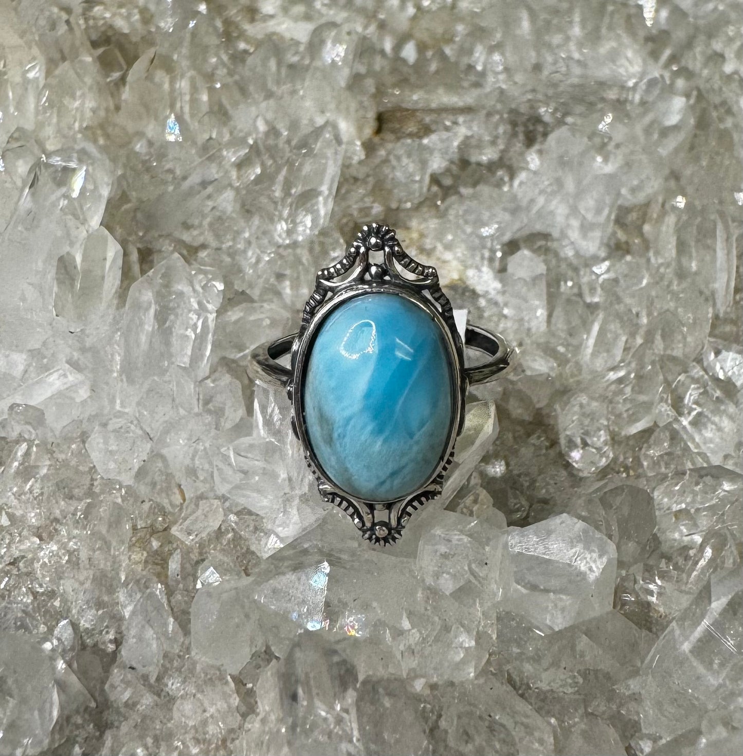 Larimar 925 Sterling Sliver Ring