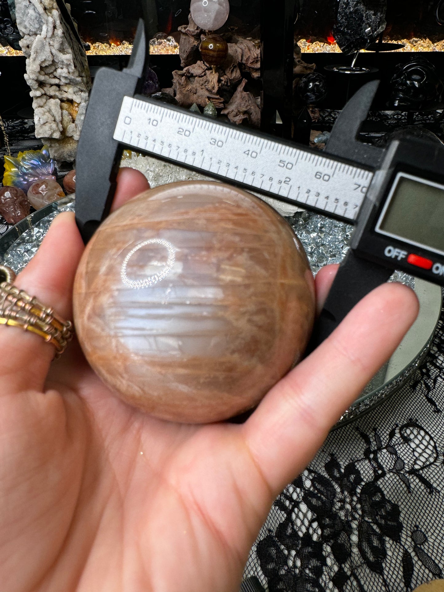 Peach moonstone sphere