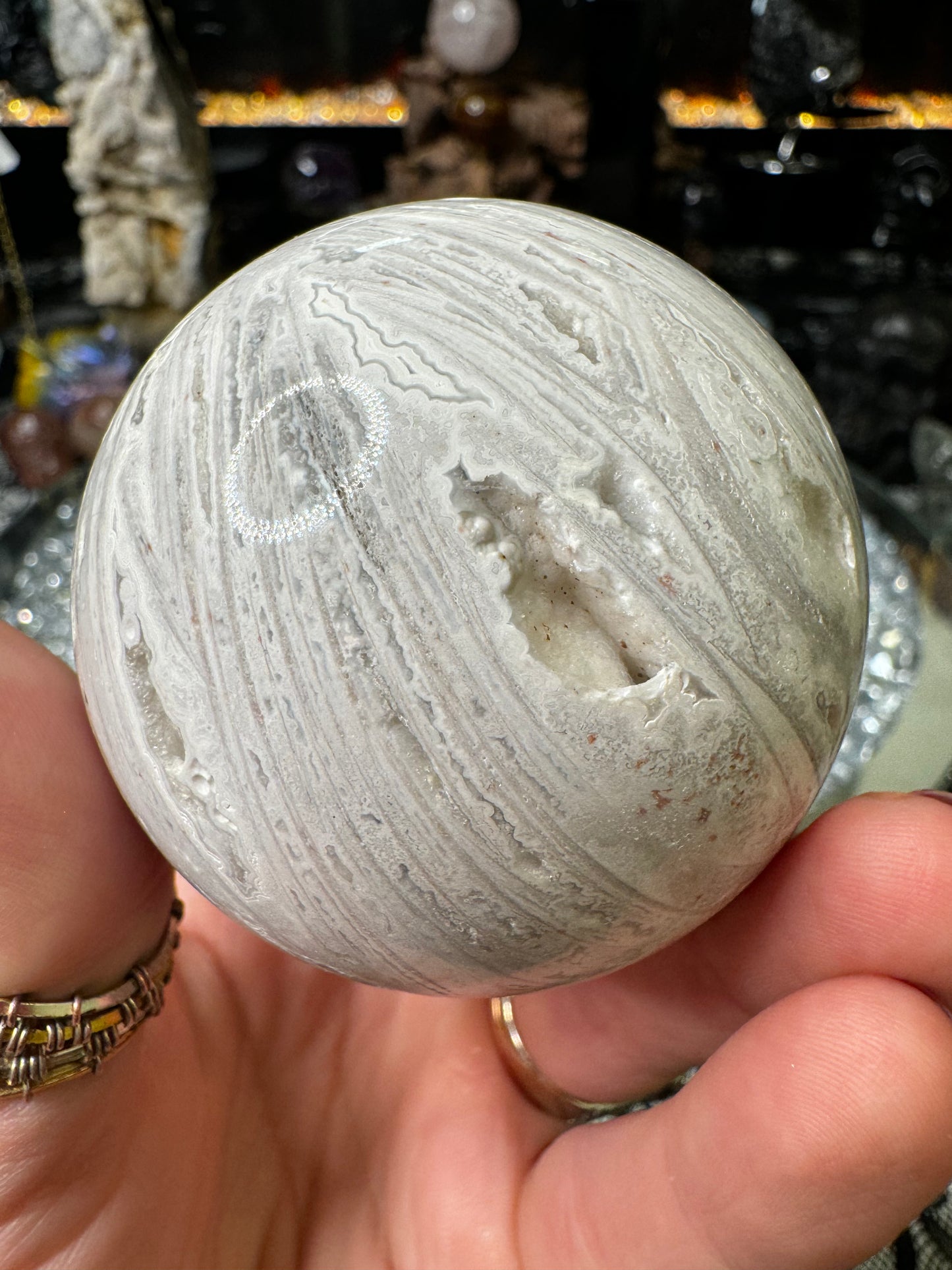 All white mexican lace sphere