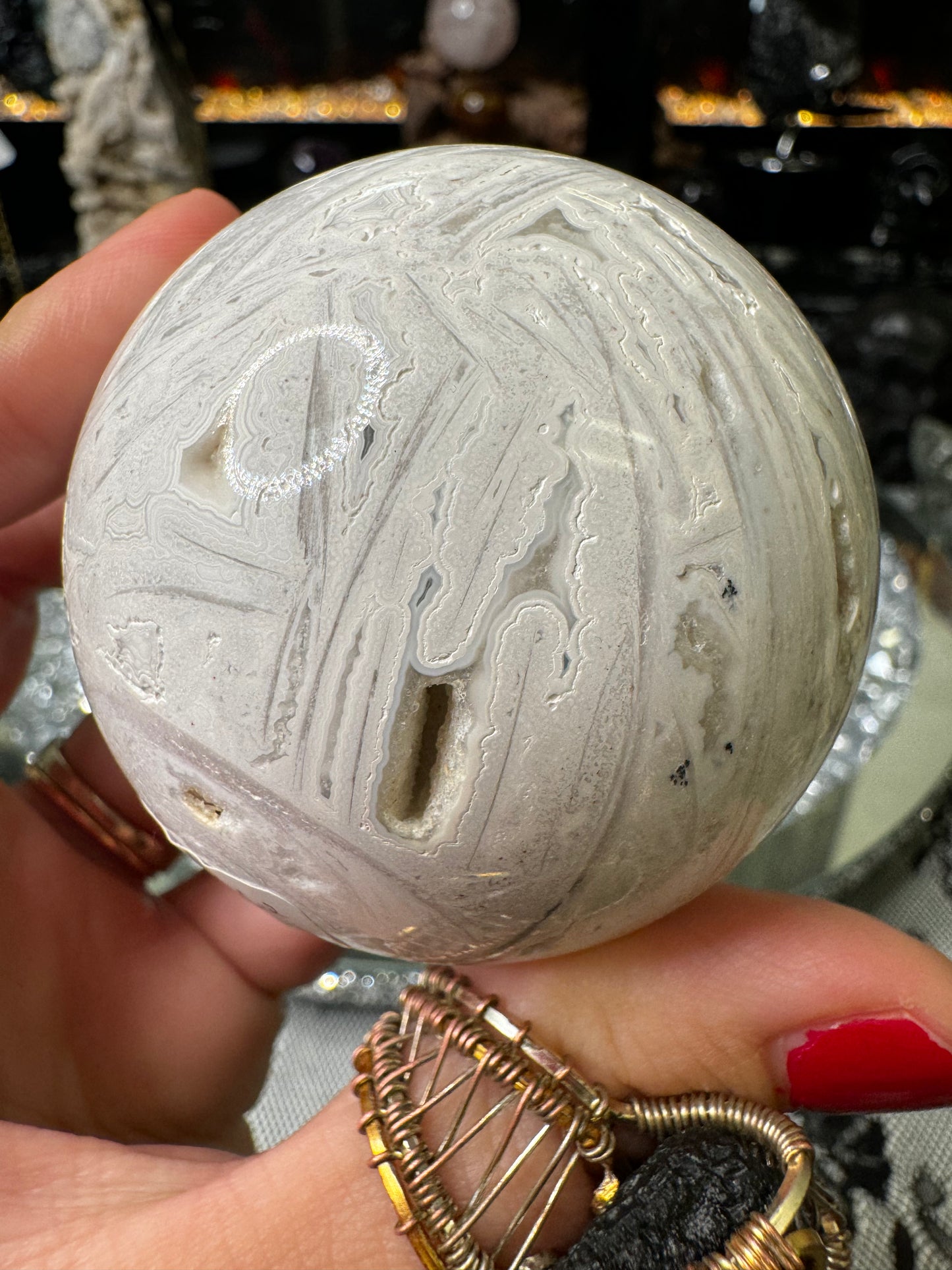 All white mexican lace sphere