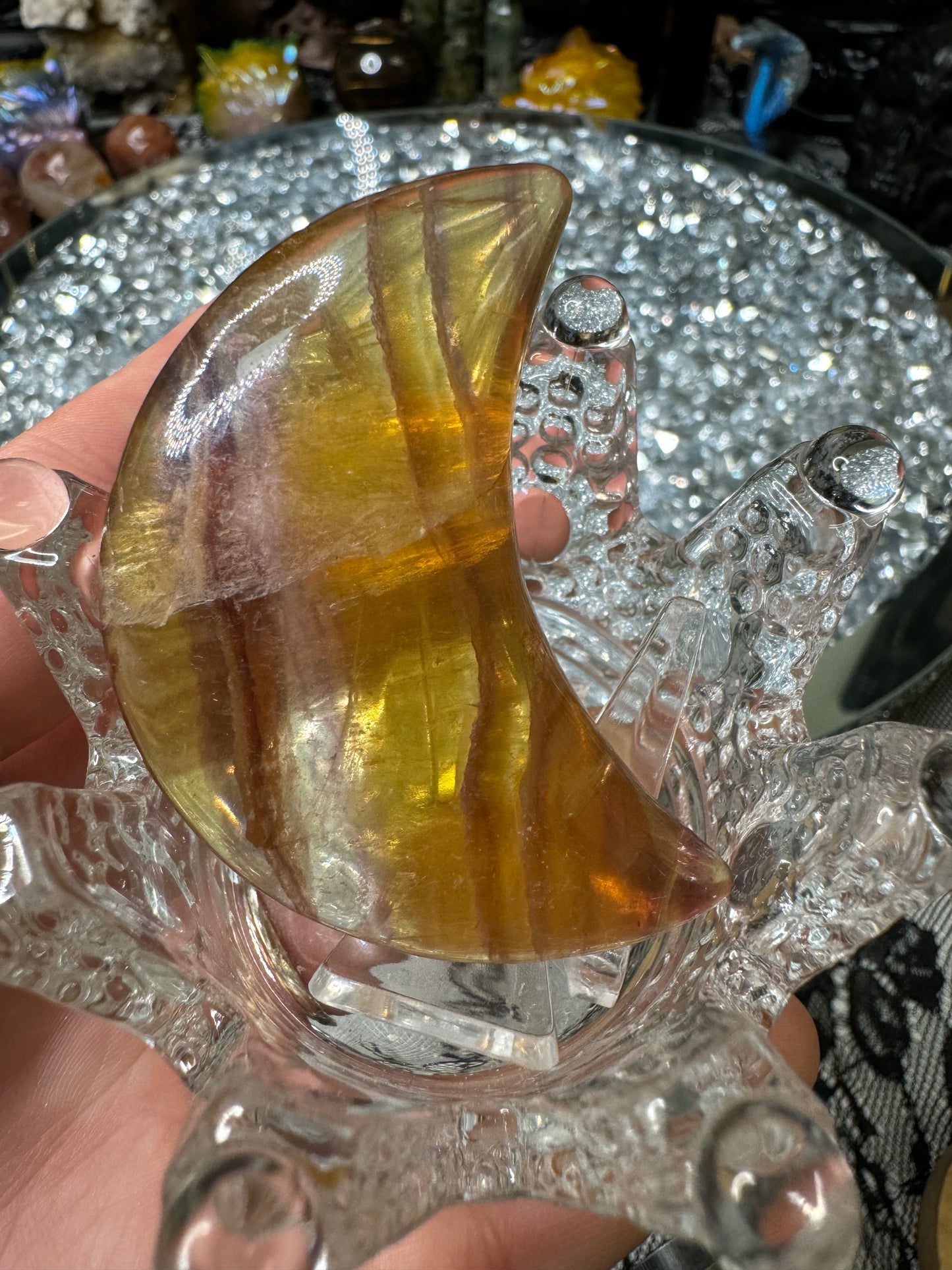 Fluorite moon palm stone intuitively chosen