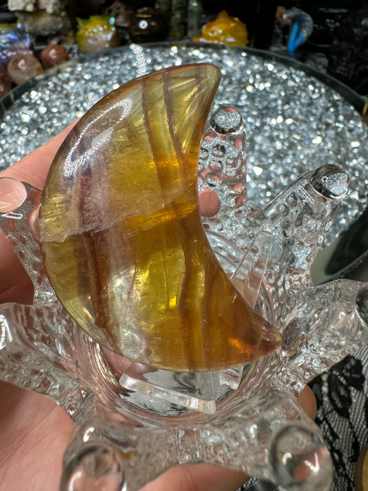 Fluorite moon palm stone intuitively chosen