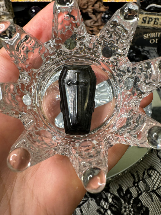 small gold sheen obsidian coffins