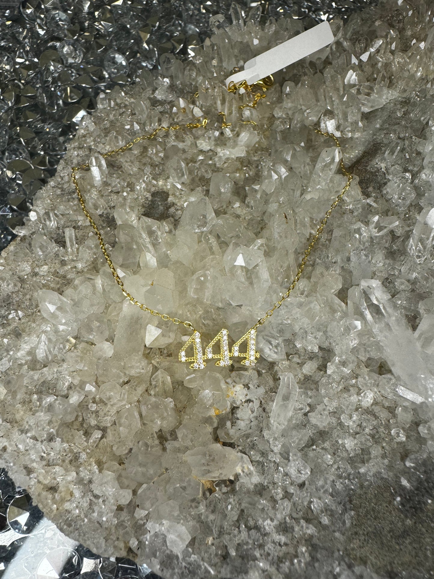 925 sterling silver dipped in 24 k gold angel number 444 necklace and pendant
