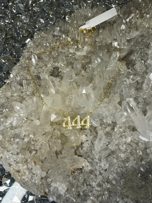 925 sterling silver dipped in 24 k gold angel number 444 necklace and pendant