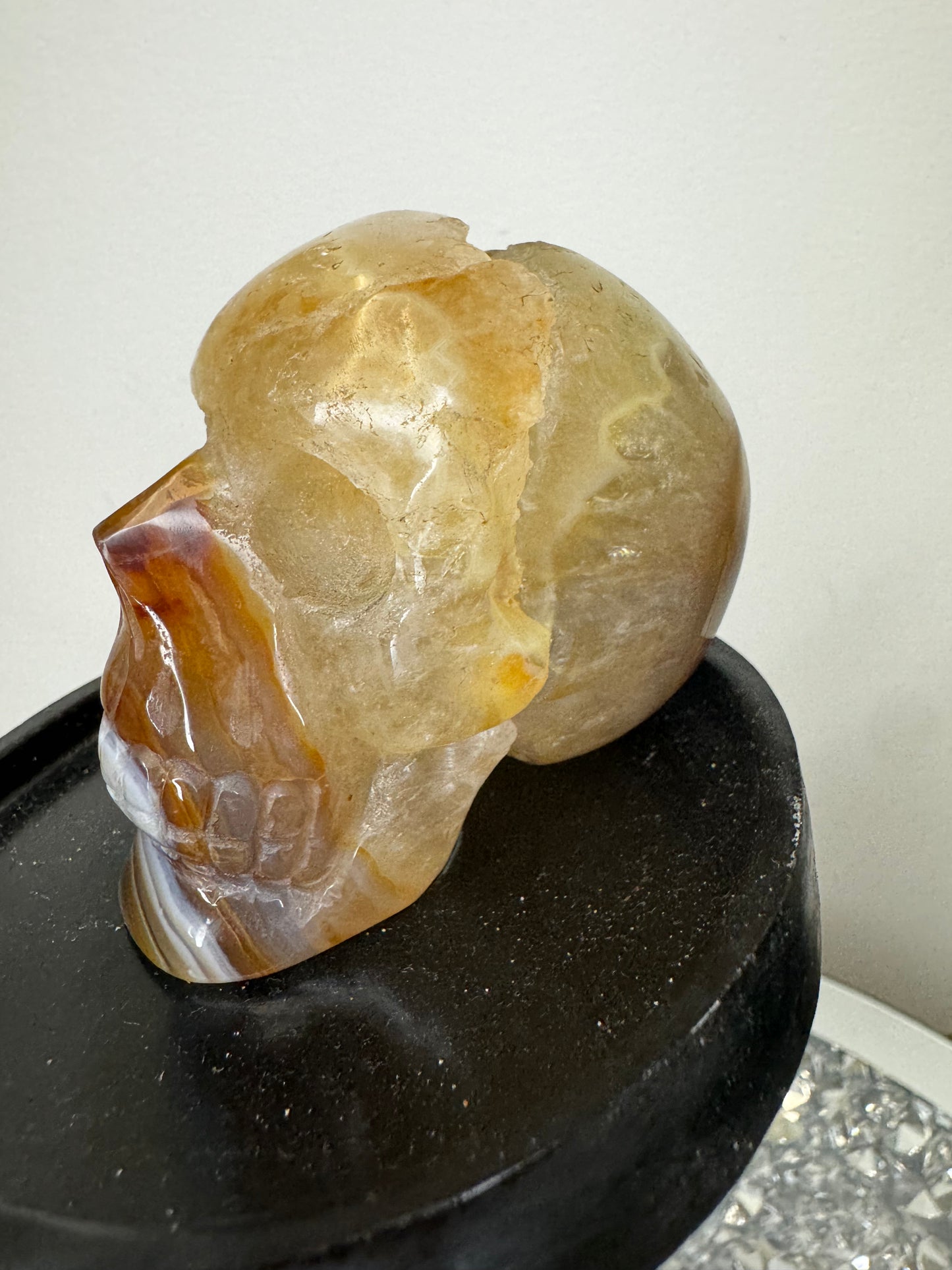 Druzy agate skull