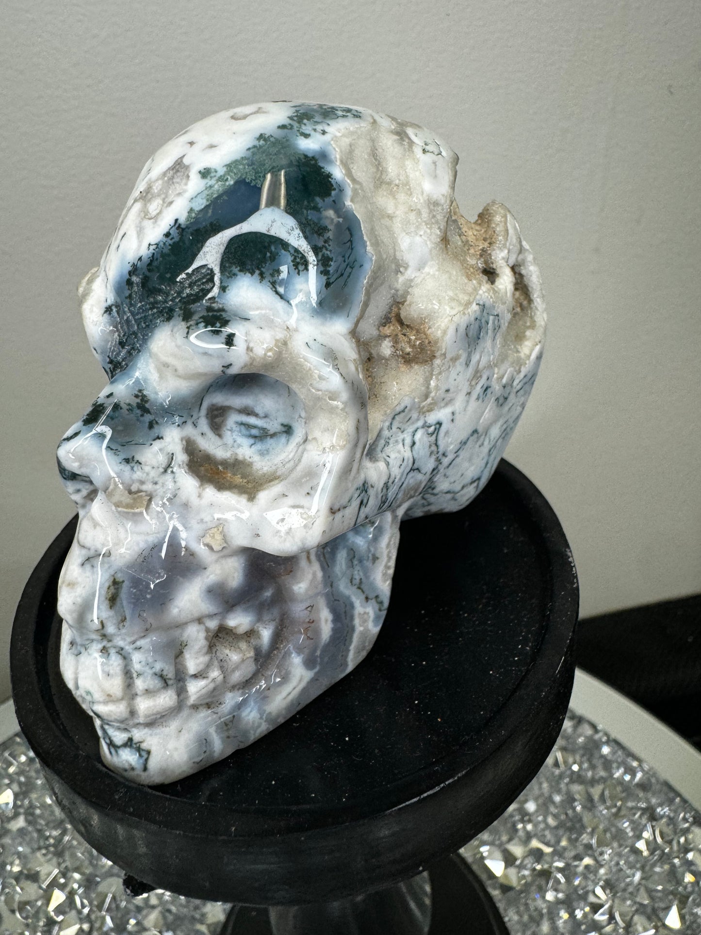 Molten purple moss agate skull