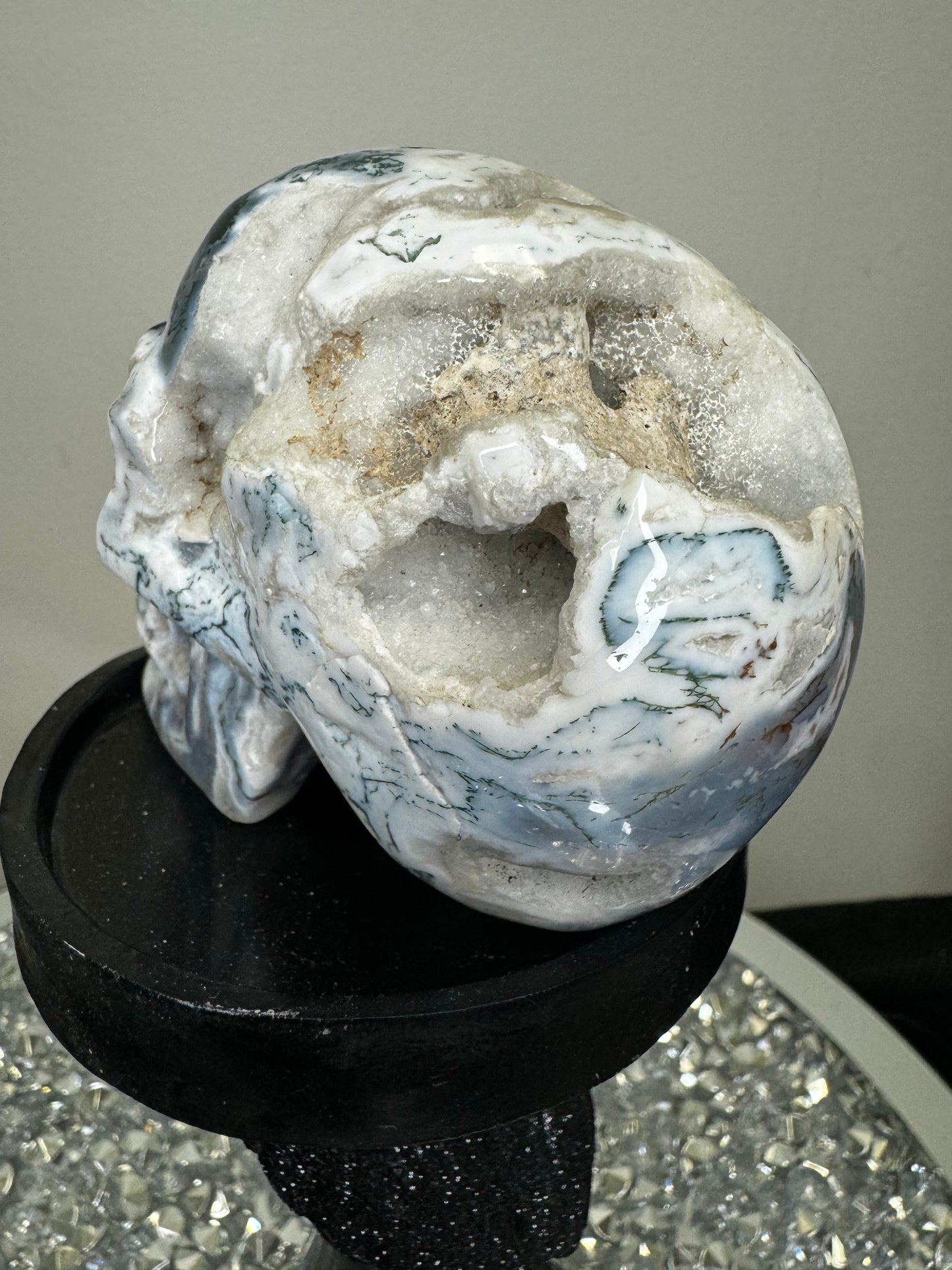 Molten purple moss agate skull