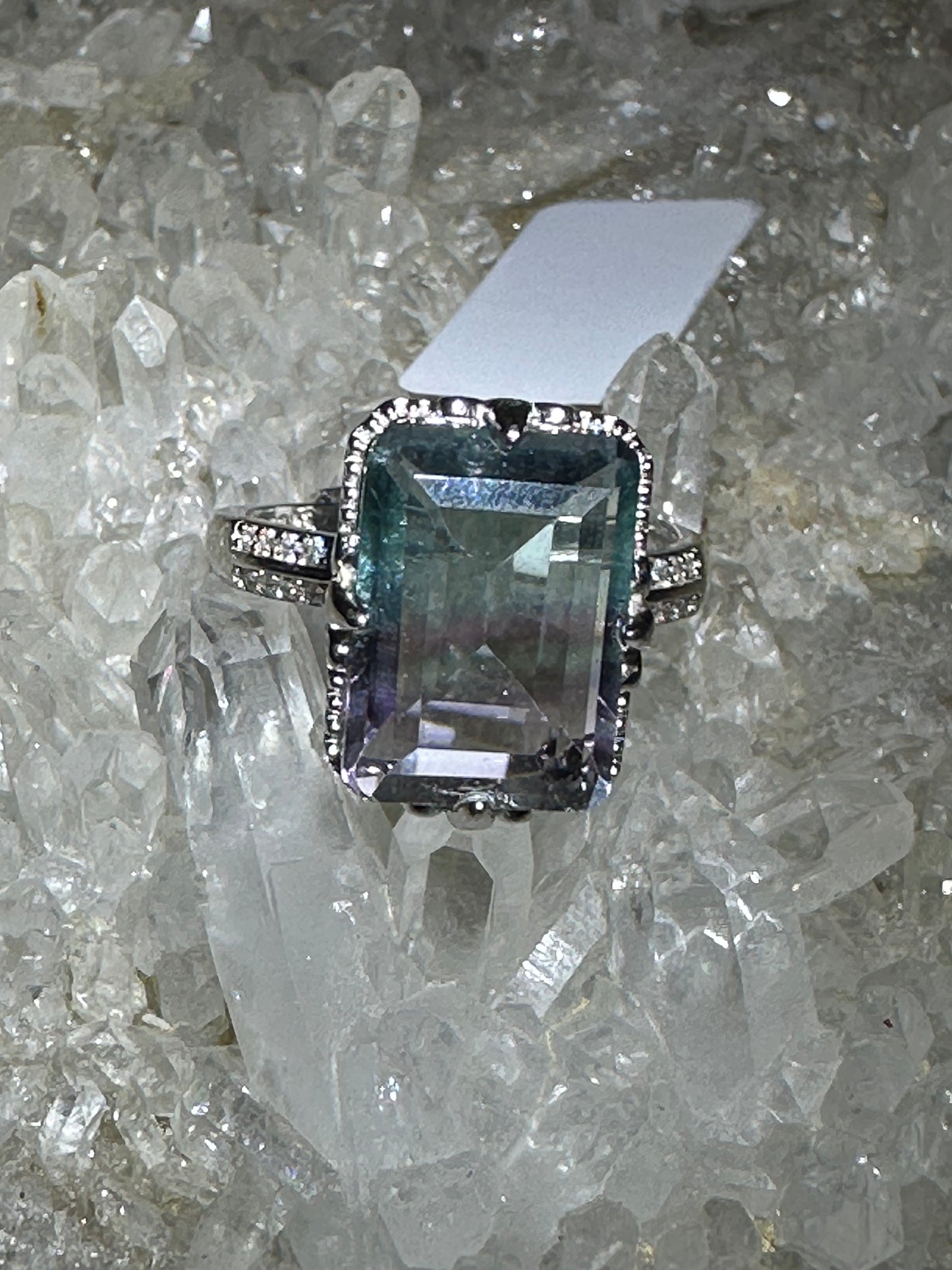 Fluorite 925 sterling silver adjustable band