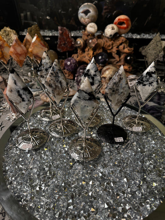 Rainbow Moonstone Diamond With Stand