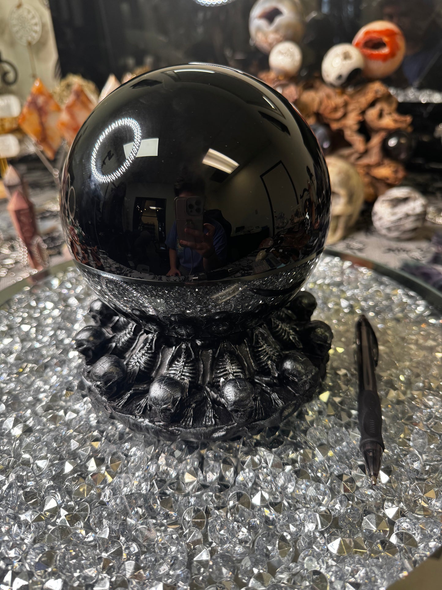 Large Black obsidian Sphere 8.3lb
