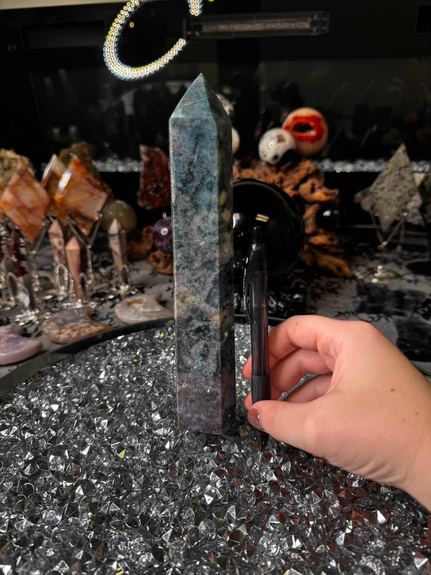 Colorful Moss Agate Tower