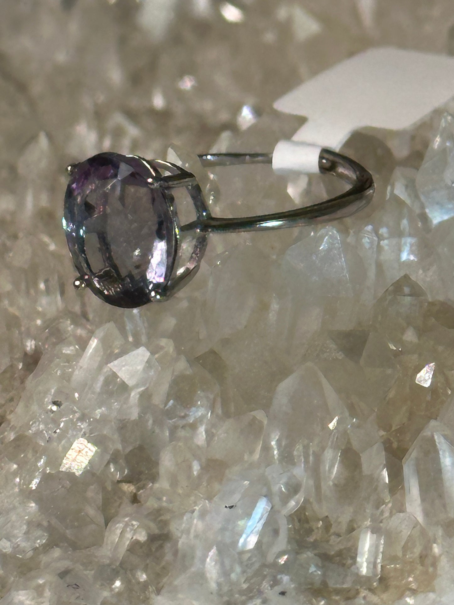 Fluorite 925 sterling silver adjustable band