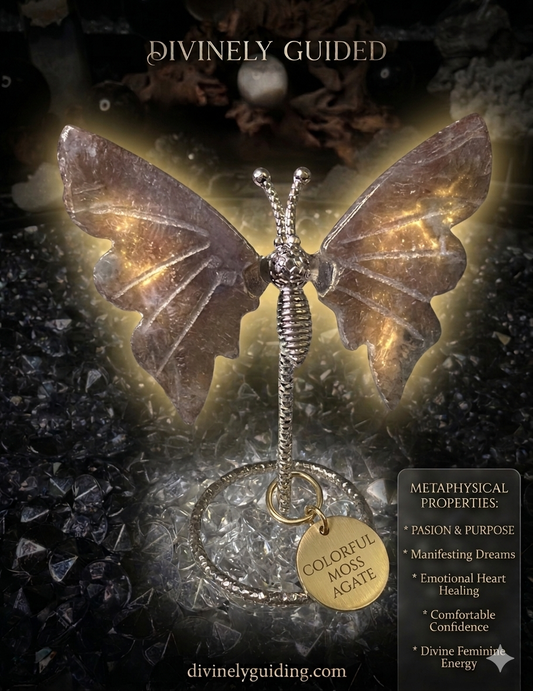 Colorful Moss Agate butterfly