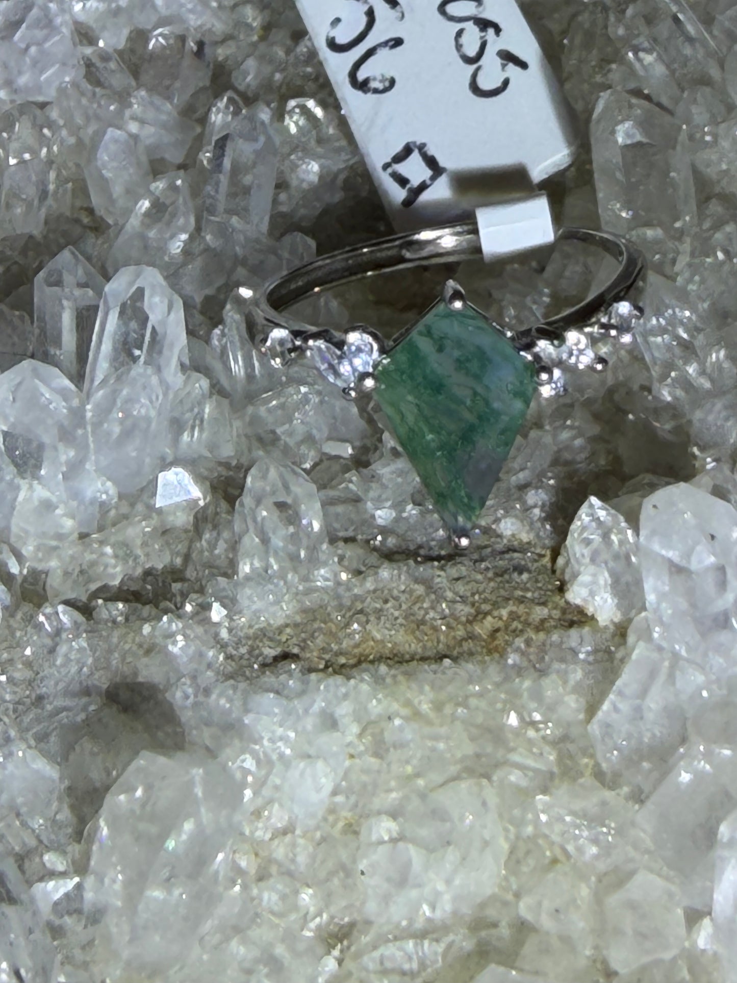 Moss agate ring 925 Sterling Silver
