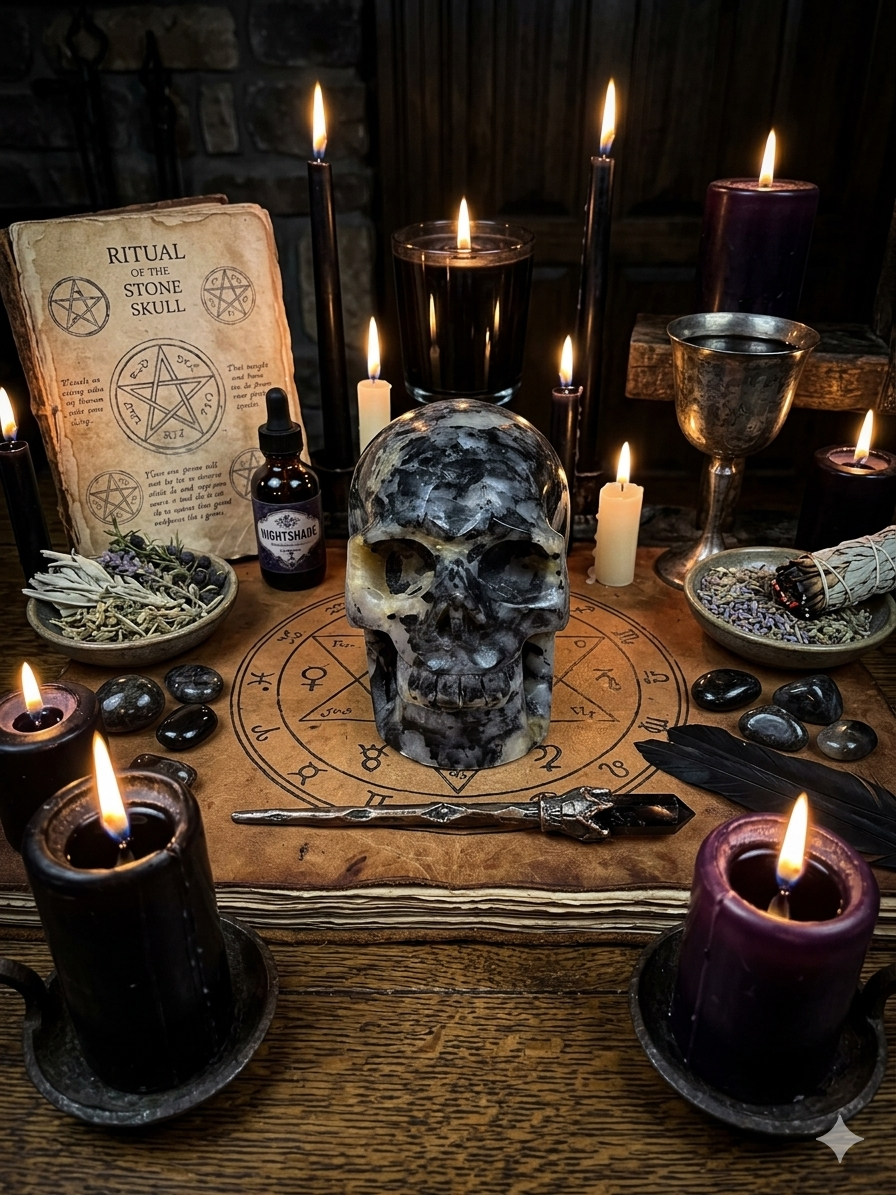 Black tourmaline and golden healer Skull