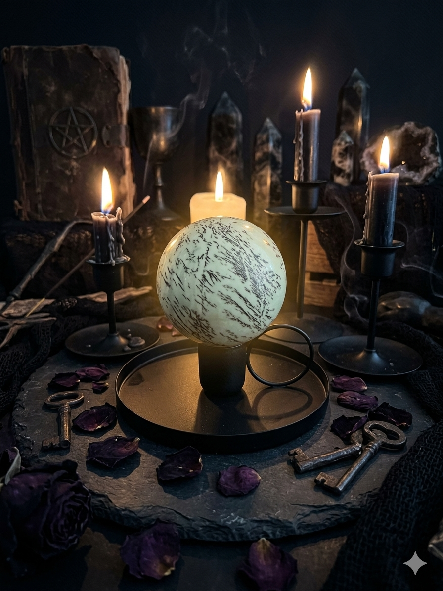 Dendritic Jade Sphere