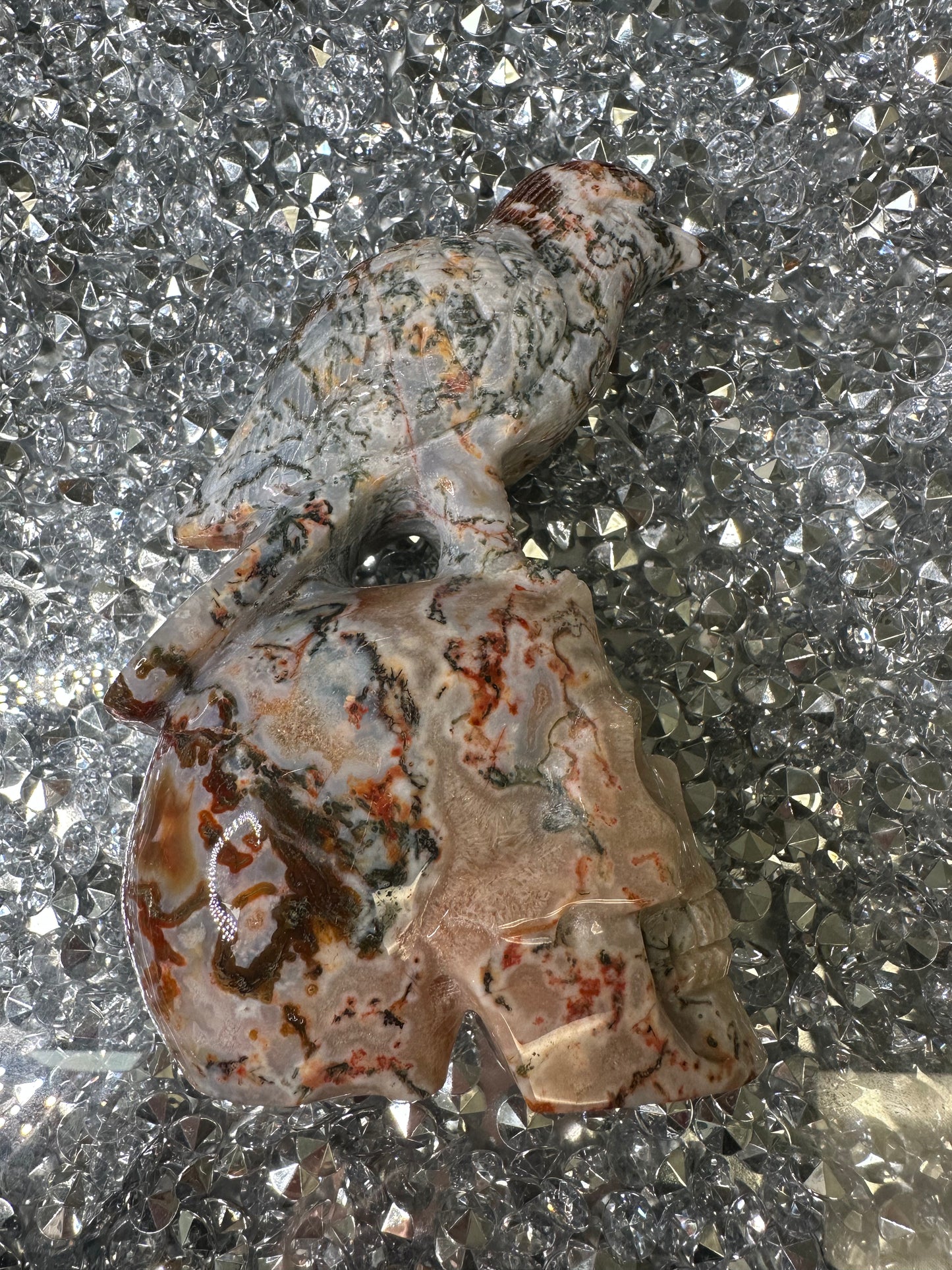 Red Moss Agate Skull