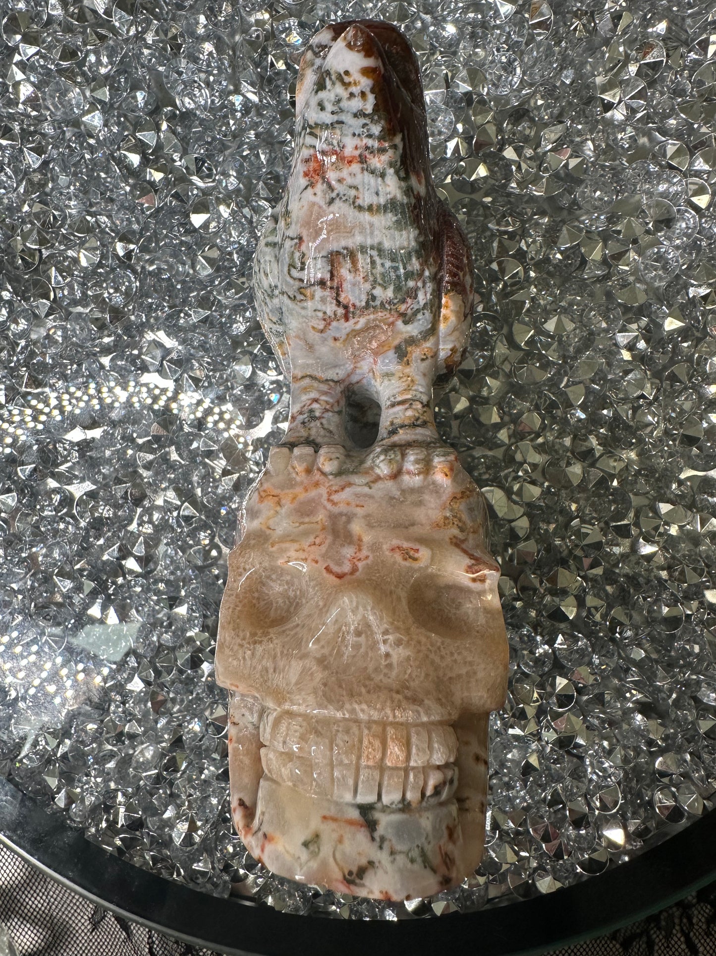 Red Moss Agate Skull