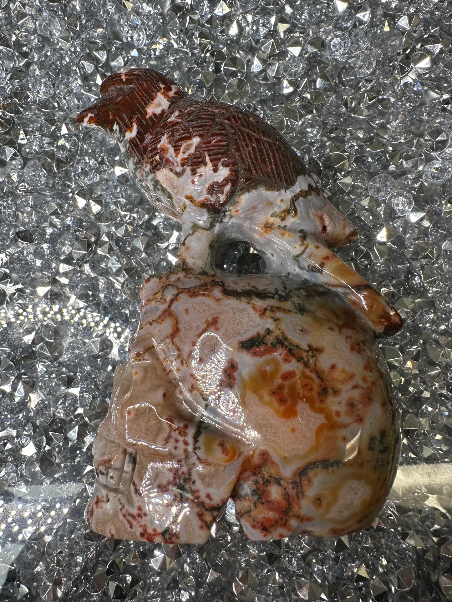 Red Moss Agate Skull