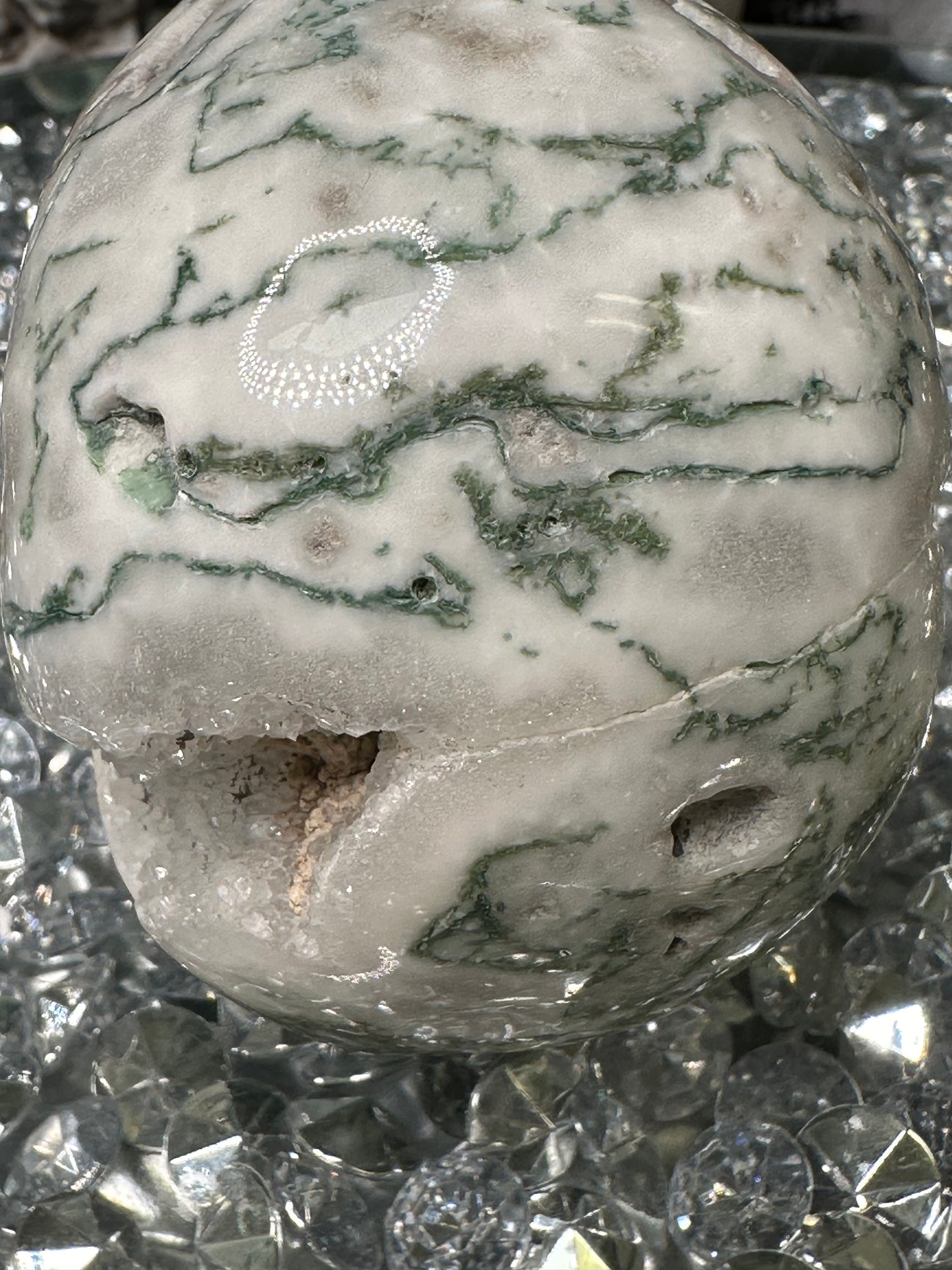 Moss agate Skull