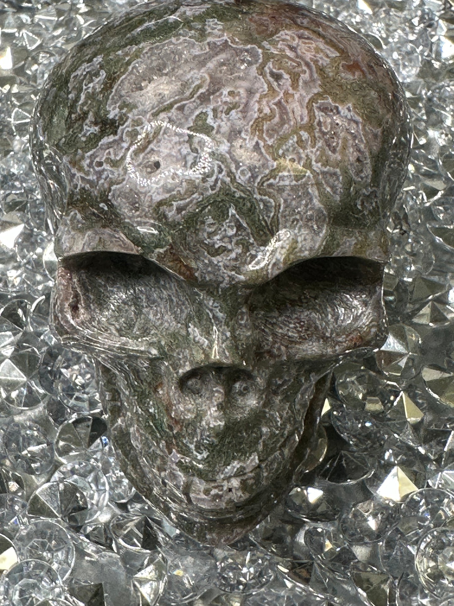 Purple Moss agate Skull