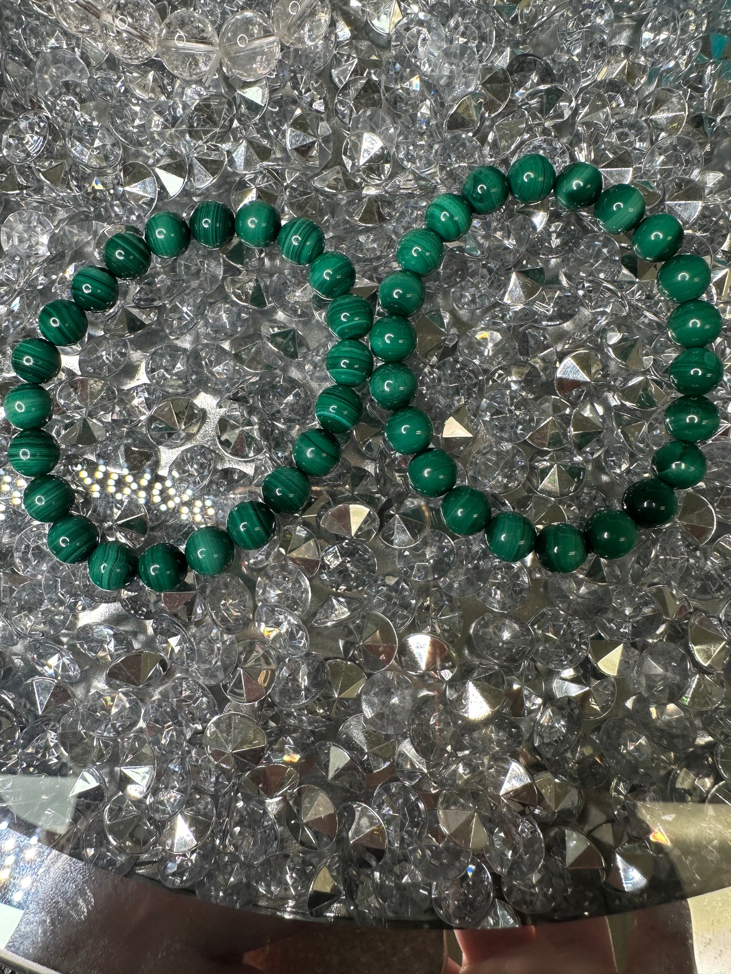 Malachite  Beaded Bracelet - safe travel, protection, transformation, & healing.