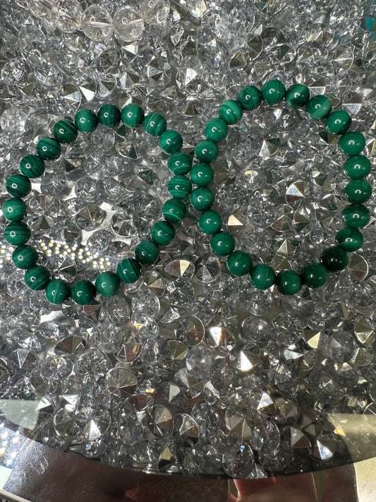 Malachite  Beaded Bracelet - safe travel, protection, transformation, & healing.