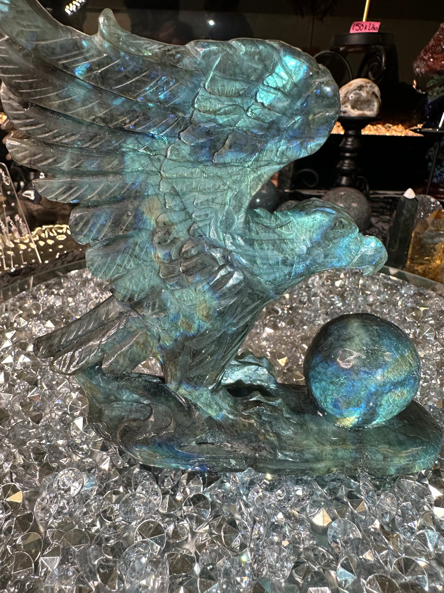 Labradorite Eagle & Sphere