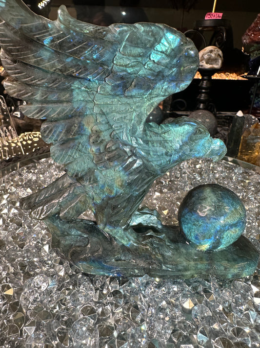 Labradorite Eagle & Sphere