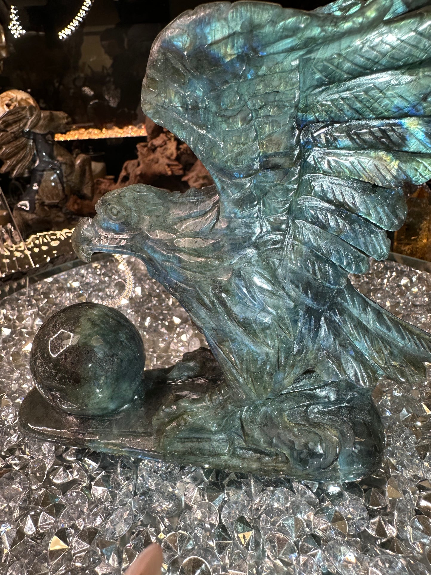 Labradorite Eagle & Sphere