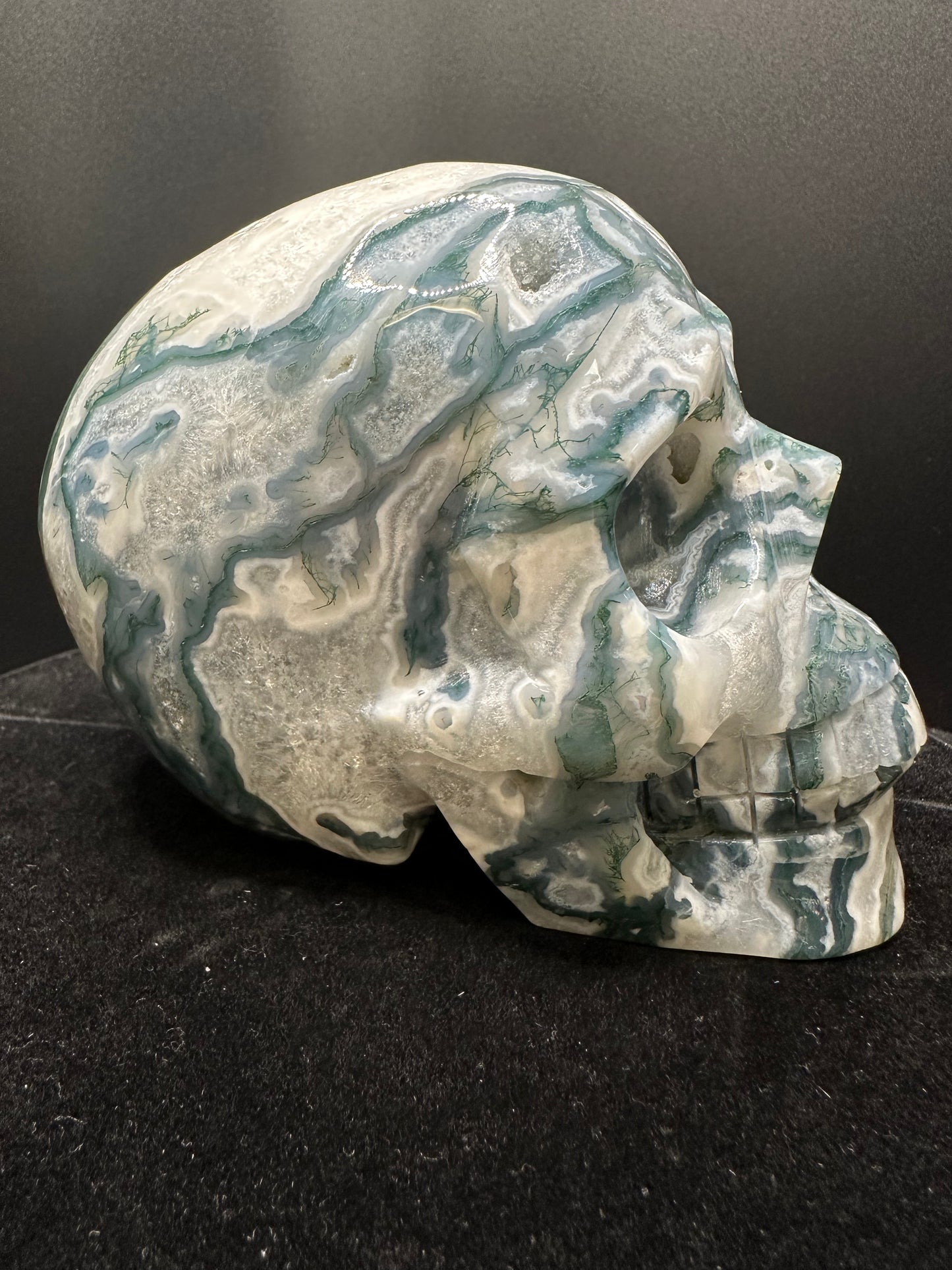 Moss Agate Skull