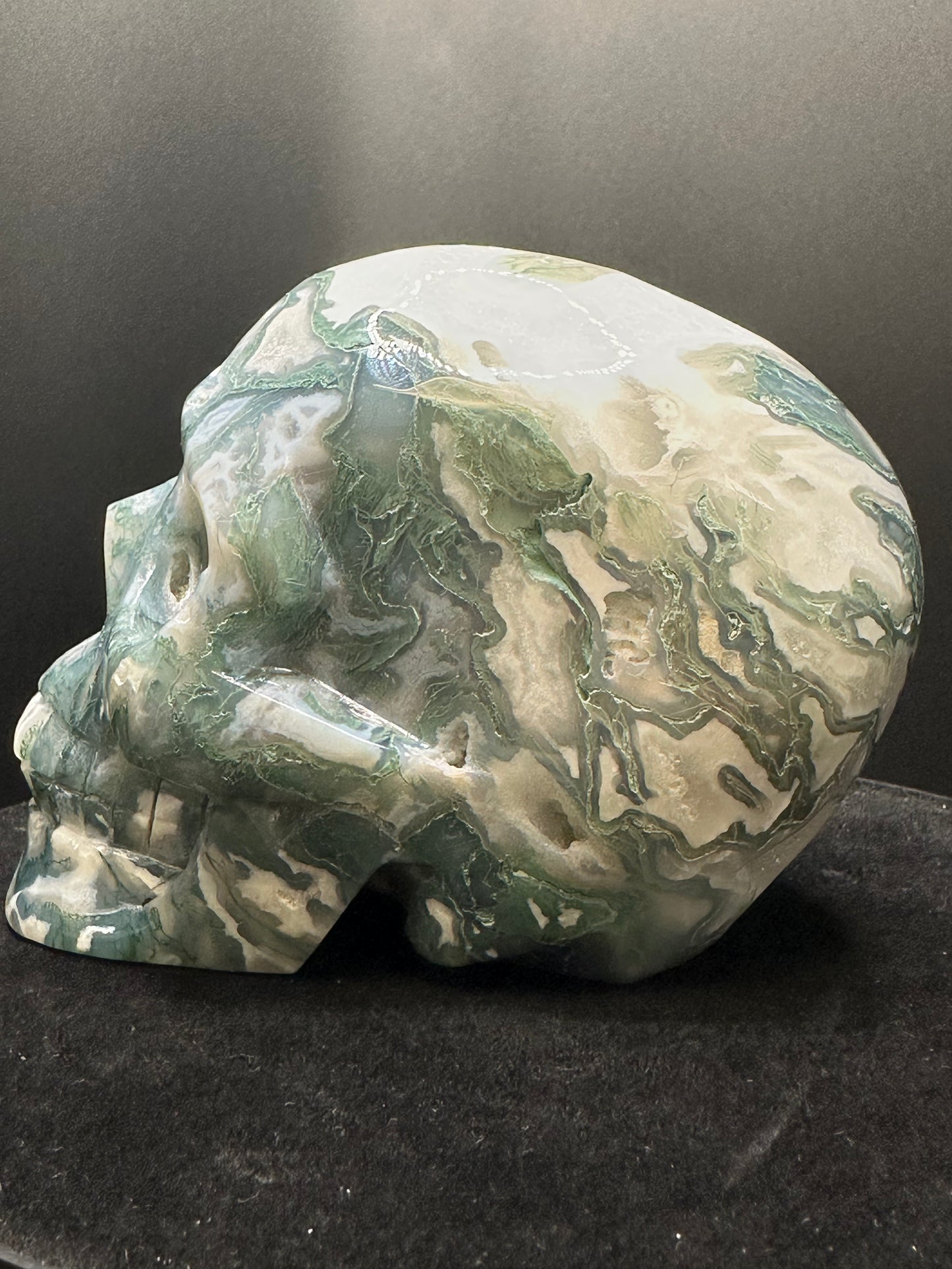 Moss Agate Skull